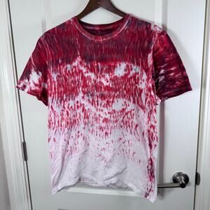 NEW Hand Tie Dye Red Black White 100% Cotton T-Shirt Unisex Size Large